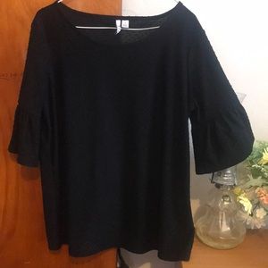 Black ruffle sleeve top